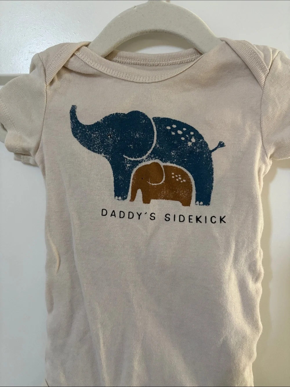 Carter’s Cream Baby Bodysuit with Blue & Brown Elephant Print with Pants Set 6M